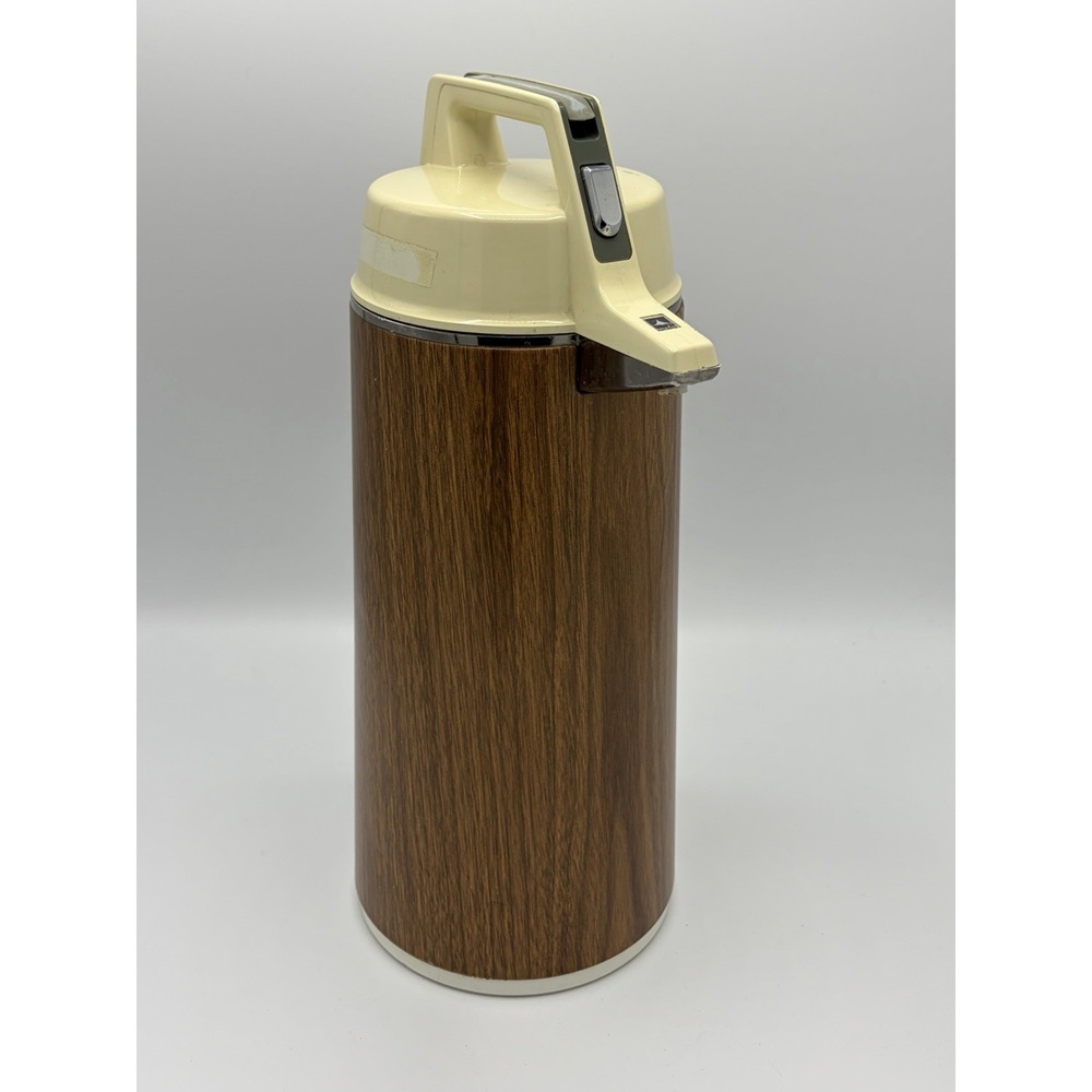 Retro Everest‎ Wood Grain 1.9 L Thermal Jug with Pump Dipenser Handle 16" Japan